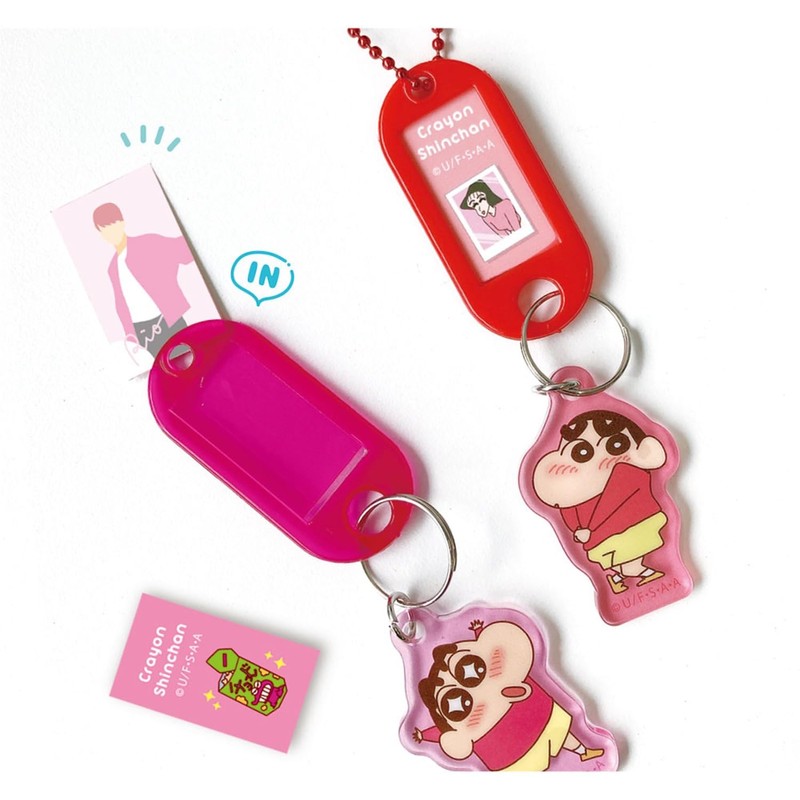 Tees Factory Crayon Shin-chan Name Tag Key Chain Momoiro, Approx.