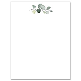 60 Sheets Stationery Letterhead Paper Greenery Letter Paper Eucalyptus Leaves Greeting Note Paper for Spring Wedding Invitation Office Printing, 8.5 x 11 Inch
