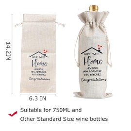 Julont 1Pcs Housewarming Gifts New Home Wine Bag,Perfect Gifts for New Homeowners, Realtor Gift to Clients,New Home Wine Bag For Friends, with 1Pcs Kraft Blessing Cards and natural jute rope