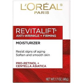 L'Oreal Paris Revitalift Crema hidratante antiarrugas y reafirmante para rostro y cuello, 1.70 onzas