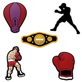 TCHARIRY Boxing Shoe Charms - Sport-Themed Decoration Charms Gift for Boys Kids Teens and Adults - Set of 5, One Size, Plastic, No Gemstone