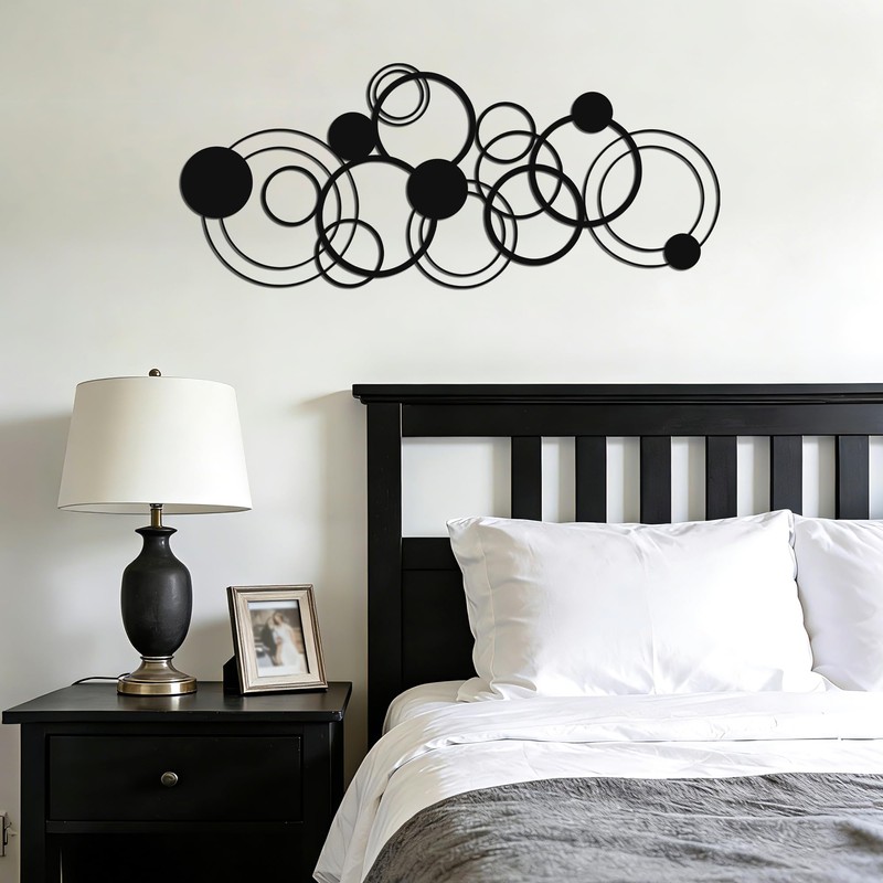 Black Abstract Wall Art, Modern Line Decor for Living Room