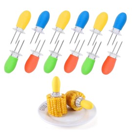 KOMUNJ 12 Pairs Corn Cob Holders, Corn on the Cob Holder, Corn Skewers for BBQ, Stainless Steel Corn Holders, Hand Tools, Kitchen Accessories (Random Colour)