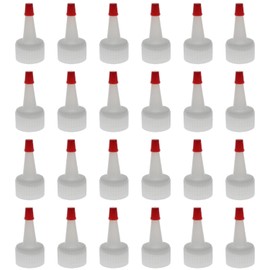 AYLIFU 24pcs 24/410 Squeeze Bottle Cap, Red Pointed Nose, Natural Red Tip Yorker Cap, 26mm Neck Diameter, Perfect for Condiments, Glues, Paints, Craft Activities