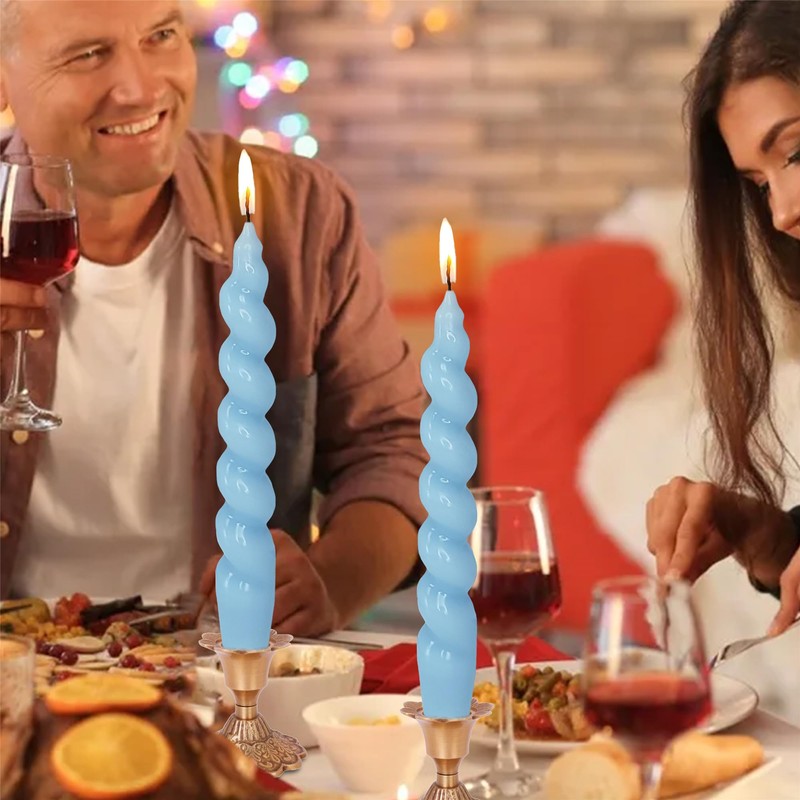 Gedengni ローソク足 スパイラルテーパーキャンドル 7インチ ショートテーパーキャンドル ブルースパイラルキャンドルスティック 無香 ツイストテーパーキャンドル 休日 ウェディングパーティーギフト用