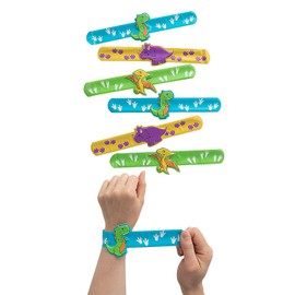 Dinosaur Slap Bracelets with Charm - Jewelry - 12 Pieces
