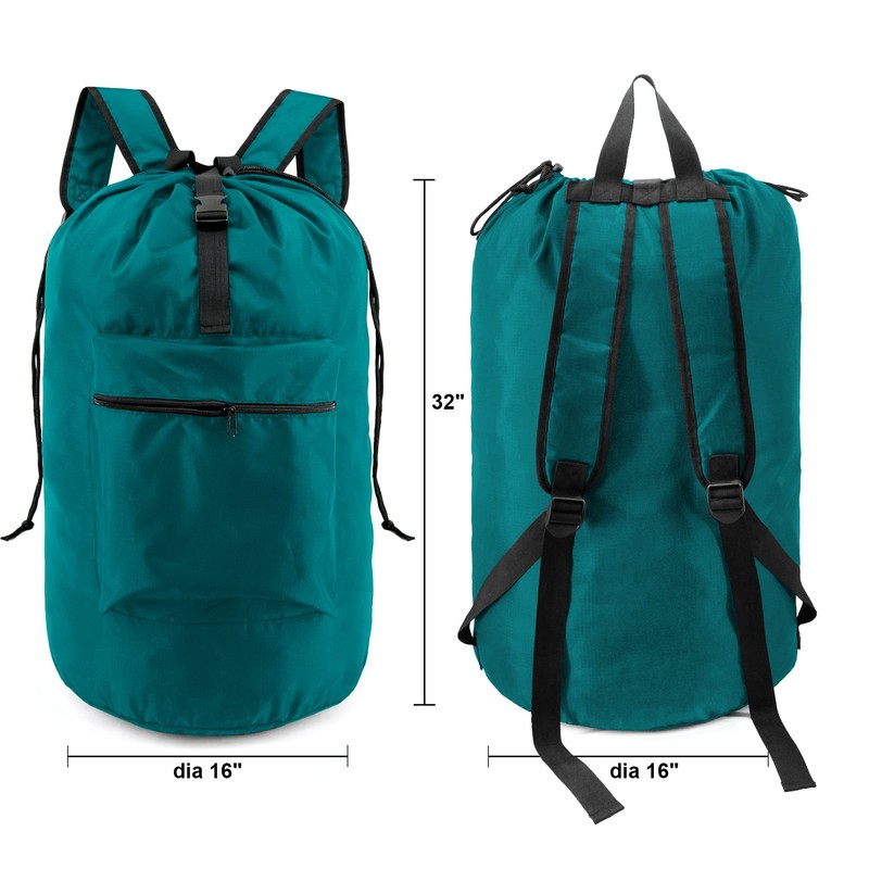 BeeGreen Laundry-Bag-Portable-Backpack, Mars Green Nylon Drawstring -Laundry Backpack Heavy Duty