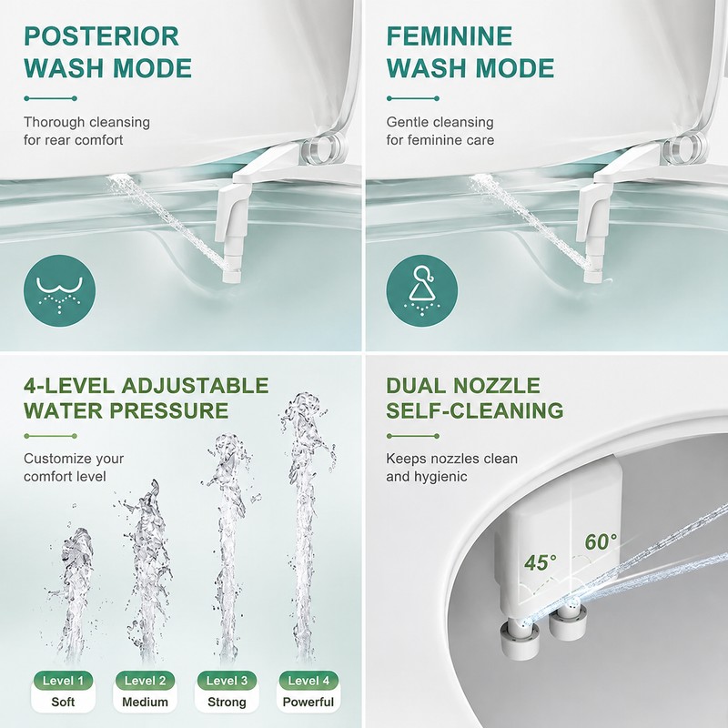 Ultra Slim Bidet Attachment for Toilet – Dual Nozzle Adjustable