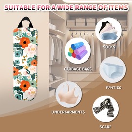 DFBIQKLS Plastic Bag Holder, Wall Mount Plastic Bag Organizer Dispenser, Reusable Grocery Bag Holder, Trash Bag Organizer for Home Kitchen Cute Floral