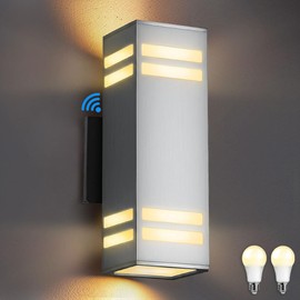 SHIMR Dusk to Dawn Outdoor Wall Light, Up Down Stainless Steel Exterior Wall Sconce with Photocell Sensor, 3000K Warm LED Bulbs Included, Waterproof Modern Outdoor Lights for House Garage Porch Patio