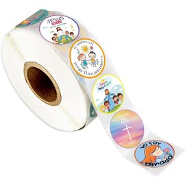 Magictodoor Spanish Religious Stickers for Kids | 2 Inch Bible Verse Decals with Jesus & Faith | 8 Inspirational Designs for Sunday School, Church Activities