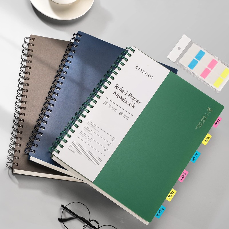 EMSHOI A4 Spiral Notebook College Ruled Lined Journal, 11.2" X
