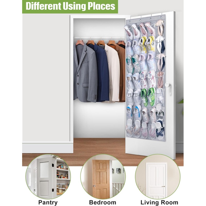MISSLO 35 Clear Large Pockets Over The Door Shoe Organizer