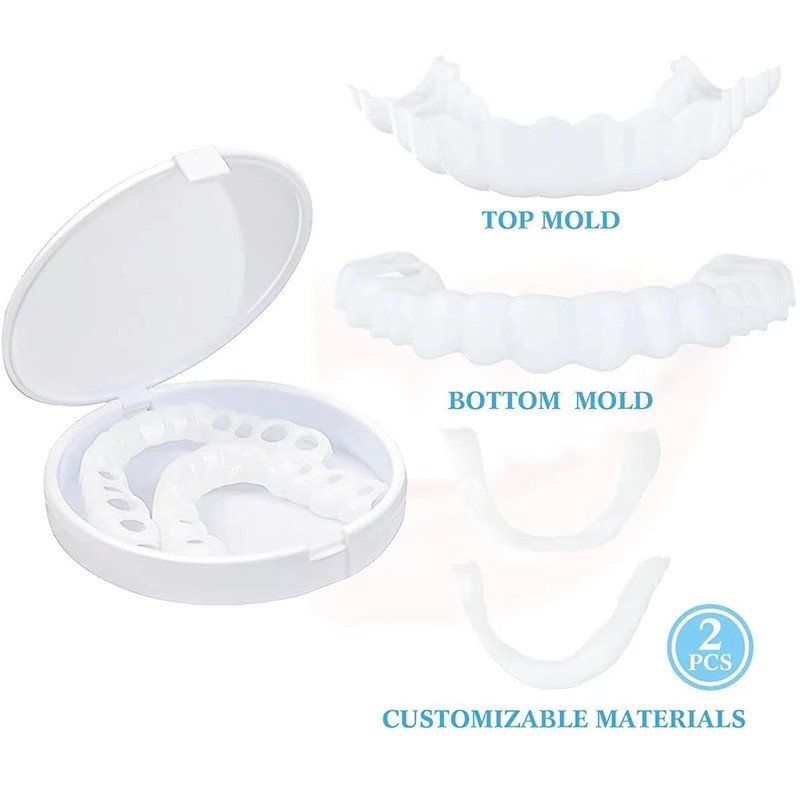 Denture Teeth Temporary Fake Teeth Snap On Top and Bottom