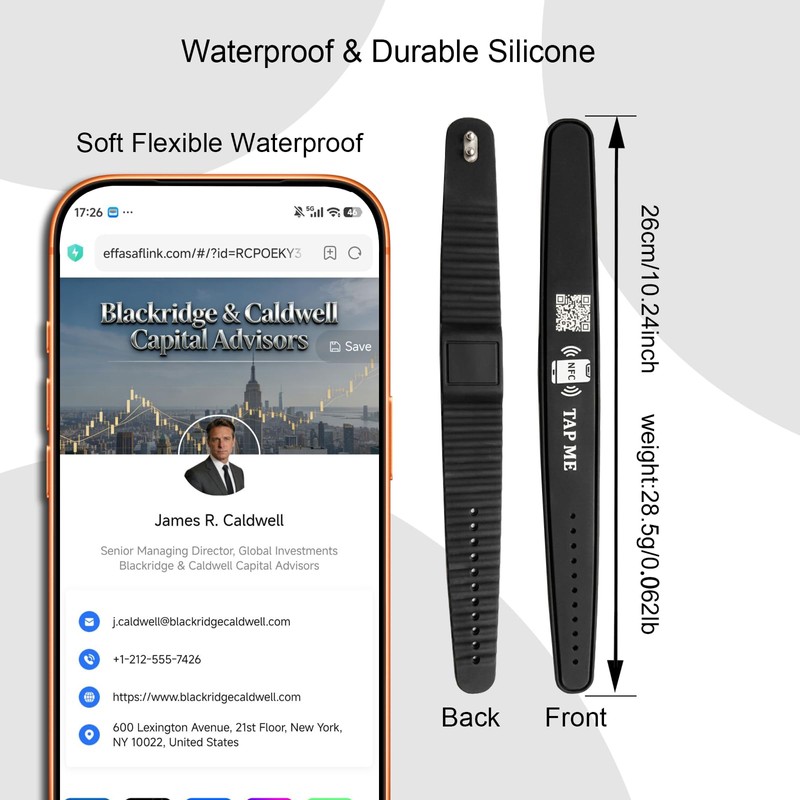 NFC Digital Business Card Wristband – Tap to Share Contact