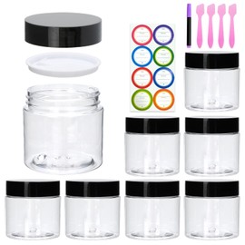 8 Pack 2oz Plastic Containers with Lids, Jars with Lids, Great for storing,lip balms, creams, ointments, cosmetics, samples