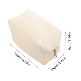 Ipetboom Beige Pillow Shaped Makeup Bag Large Capacity Stationery Organizer Zippered Cosmetic Purse for Students Women Travel Friendly Stylish Carrying Case