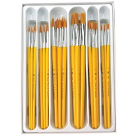Royal Brush Taklon Hair Classroom Value Pack, Assorted Size, Pack of 30 - 1289617