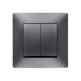Schuko Socket Off Switch Button Light Switch Volante Anthracite Insert + Frame + Cover (Double On/Off Switch 2611-08)