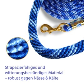 Lead Rope for Horses, Tie Rope in Various Stylish Designs, Lead Rope, Pony, Donkey, Goat (1 x Blue/Light Blue)