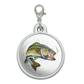 Largemouth Bass Fishing 6 Chrome Plated Metal Pet Dog Cat ID Tag - Large