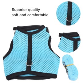 Rabbit Harness Set, Adjustable Buckle Breathable Small Animals Vest Harness Set with Mesh Leash for Rabbit Squirrel Bunny Ferret Guinea Pig(M)