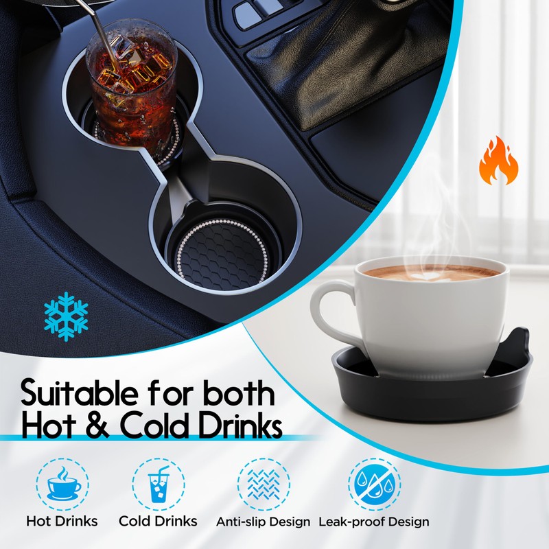 Amooca Car Cup Coaster Universal Non-Slip Cup Holders Bling Crystal