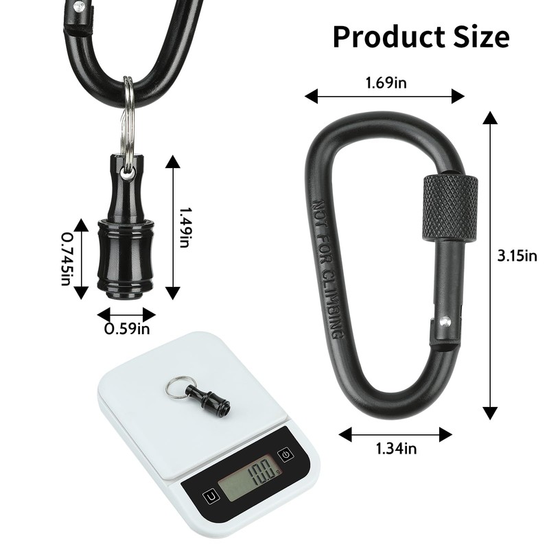 Upgrade 6 Pcs Bit Holder Keychain with Black Carabiner, 1/4