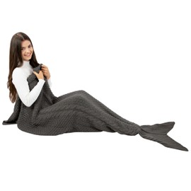 ZOLLNER Mermaid Blanket 60 x 180 cm Cuddly and Soft Cuddly Blanket in Grey Washable up to 30 °C Breathable Microfibre Oeko Tex® Certified