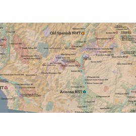 US National Trails System Map 24x36 Poster (Tan & Slate Blue)