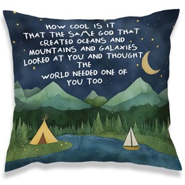 MNASAIOO Inspirational Mountain Galaxy Decorative Throw Pillow Covers, Christian How Cool is It That The Same God Pillows Covers, Landscape Moody Pillow Cases Decor for Couch Bedroom 18x18in