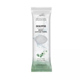 Fabpro 파브프로 오시보리 촉촉한 테리 코튼 다과 타월(25팩 8 x 8인치) - 뜨겁거나 차가운 사용을 위한 화이트 [Lemon] Fabpro Oshibori Moist Cotton Towel (25 Packs 8 x 8 Inches) - White for Hot or Cold Use [Lemon]