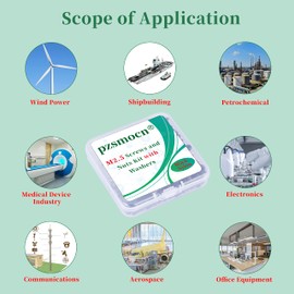 Pzsmocn 300pcs/100sets M2.5*8mm Black Nylon Plastic Phillips Round Head Screw Hex Nuts with Insulating Washer Standard Size for DIY and Electronic Mounting