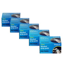 Biopure Alcohol Prep Pads – 1000 Count Sterile Medium Isopropyl Alcohol Swabs Individually Wrapped | First Aid Medical Pads for General Cleansing (2 X 2)