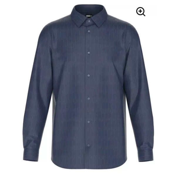 Tailored Navy Blue Ice Long Sleeve Dress Casual 4 Way