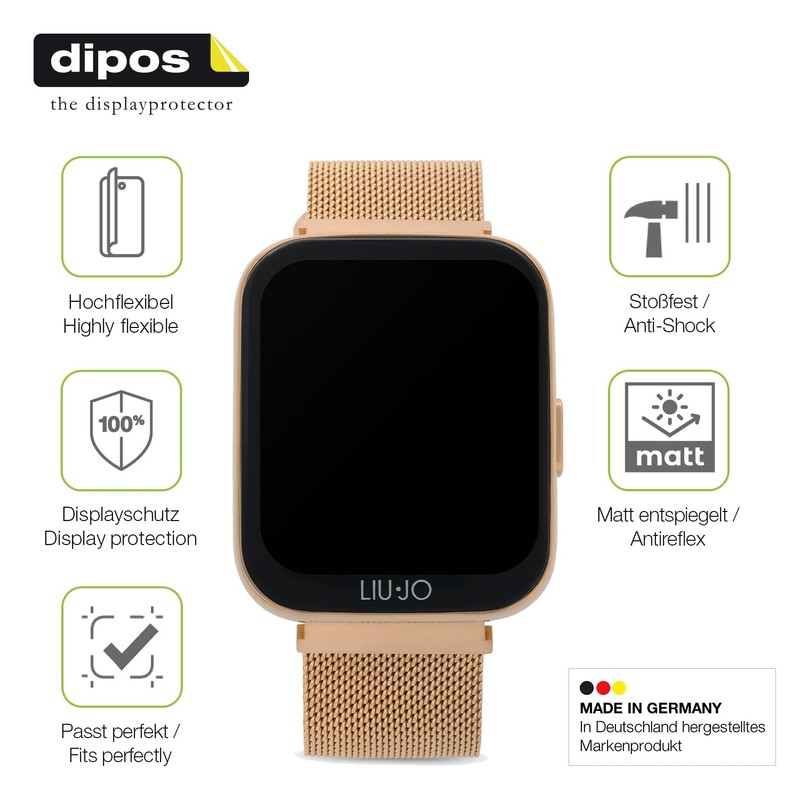 dipos FLEX 2x Schutzfolie matt passend für Liu Jo Smartwatch