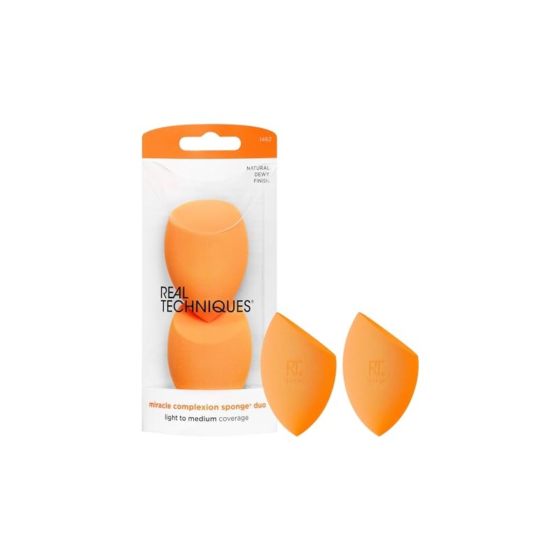 Real Techniques, Paquete de 2 Esponjas Miracle Complexion, Esponja de