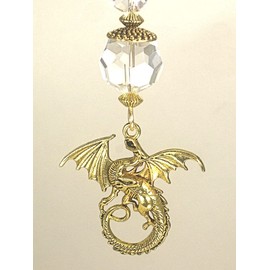 Golden Dragon with Clear Faceted Glass Ceiling Fan Pull