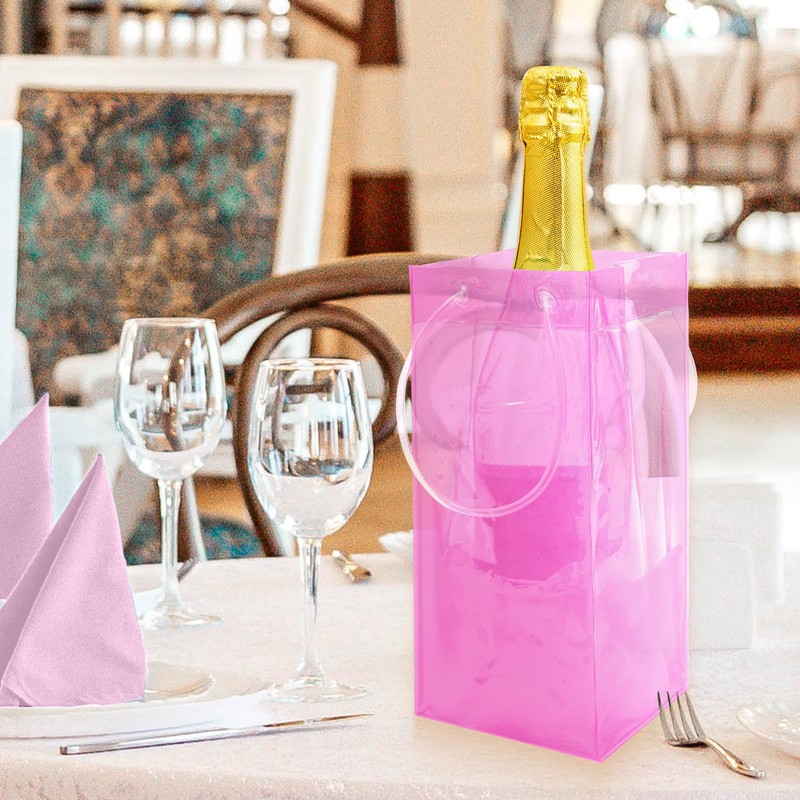 Muka Hot Pink Wine Ice Bag with Handle, Collapsible Wine