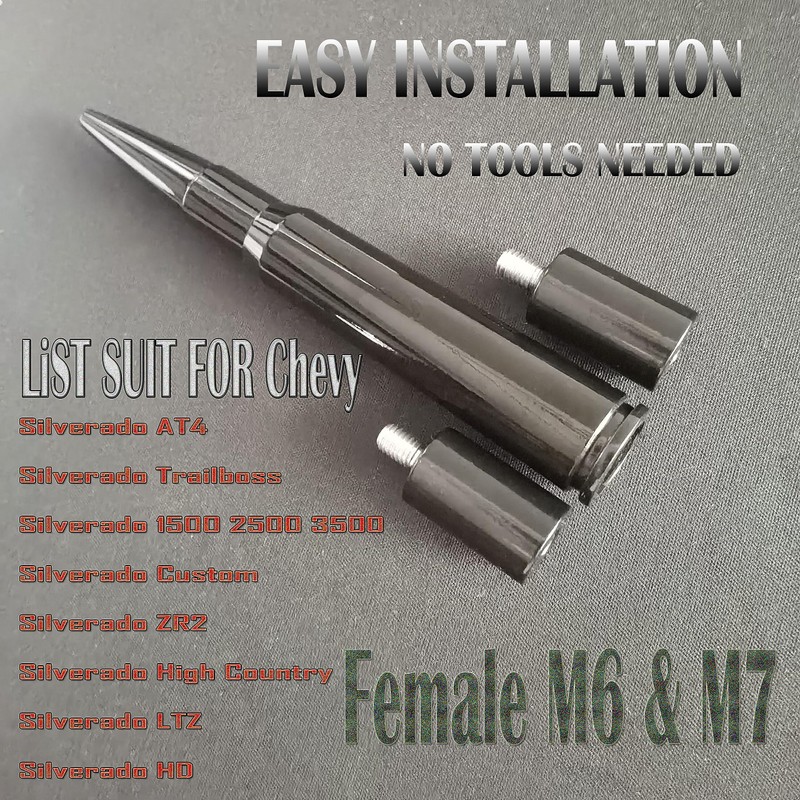 RooFox 5 Inch Short Antenna Replacement Mast for Chevy Silverado