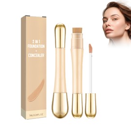 Double Head Concealer, 2-In-1 Foundation Anti-Wrinkle Concealer Invisible Pore Concealer Liquid Concealer With Brush, Durable Waterproof Concealer Long Lasting Makeup Hold