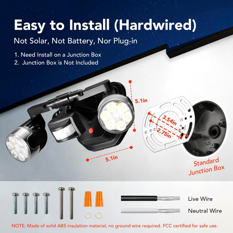 OREiN Motion Sensor Outdoor Lights, 3500LM 450° Adjustable Security Light