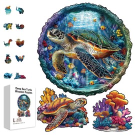 GLOBLELAND 200Pcs Deep Sea Turtle Wooden Jigsaw Puzzles for Toddler Children Learning Colorful Underwater World Jigsaw Puzzles for Preschool Learning Birthday Gifts