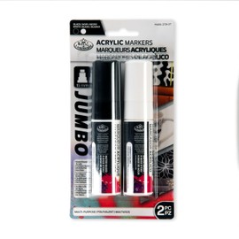 Royal & Langnickel 2pc ACRYLIC PAINT ARTIST MARKERS. 15MM BLACK & WHITE COLOURS