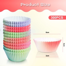 AiQInu Mini Muffin Paper Cases - Pack of 300 Paper Cupcake Cases, Gradient Colours, Heat Resistant, Ideal for Cupcakes and Muffins, for Decoration Cupcake Wedding, Party, Birthday, Celebration
