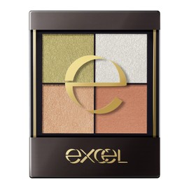 Excel Real Close Eyeshadow CX04 (Drop Shoulder) Nuance Color Eyeshadow Palette, 4-Color, 3 Textures (Glossy, Glitter, Matte)