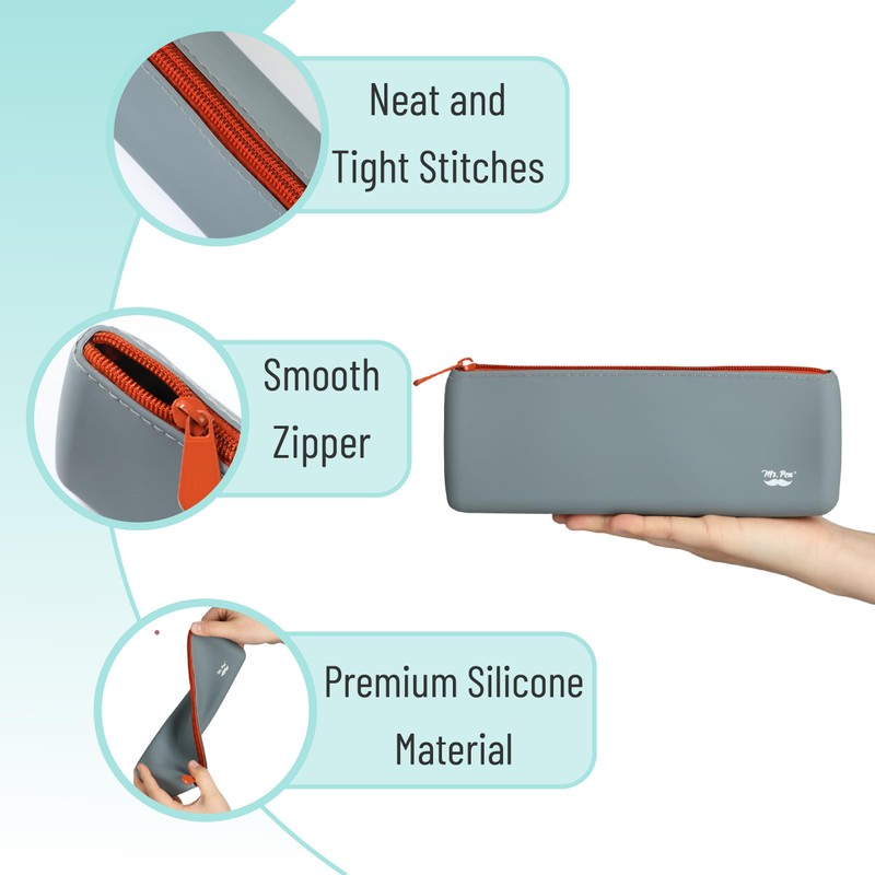 Mr. Pen- Silicone Pencil Case Pouch, Slate Blue, Aesthetic Triangular