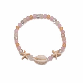 Faruodis Starfish Shell Anklet Bracelet Boho Turquoise Heart Beads Summer Beach Foot Chain Pearl Conch Barefoot Sandal Jewelry for Women (Style C)