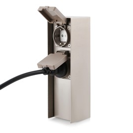 JZ CTG Garten Steckdosens?ule mit 2-Fach Gartensteckdosen, max. 3680W, IP44 f1r den Au?enbereich - Eckig Stainless Steel