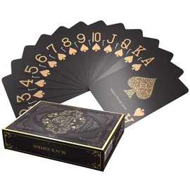 Bullets Playing Cards Black Plastic Poker Cards Black Edition with Two Corner Signs - Deluxe Card Game with Jumbo Index - Professional Premium Playing Cards for Texas Holdem Poker